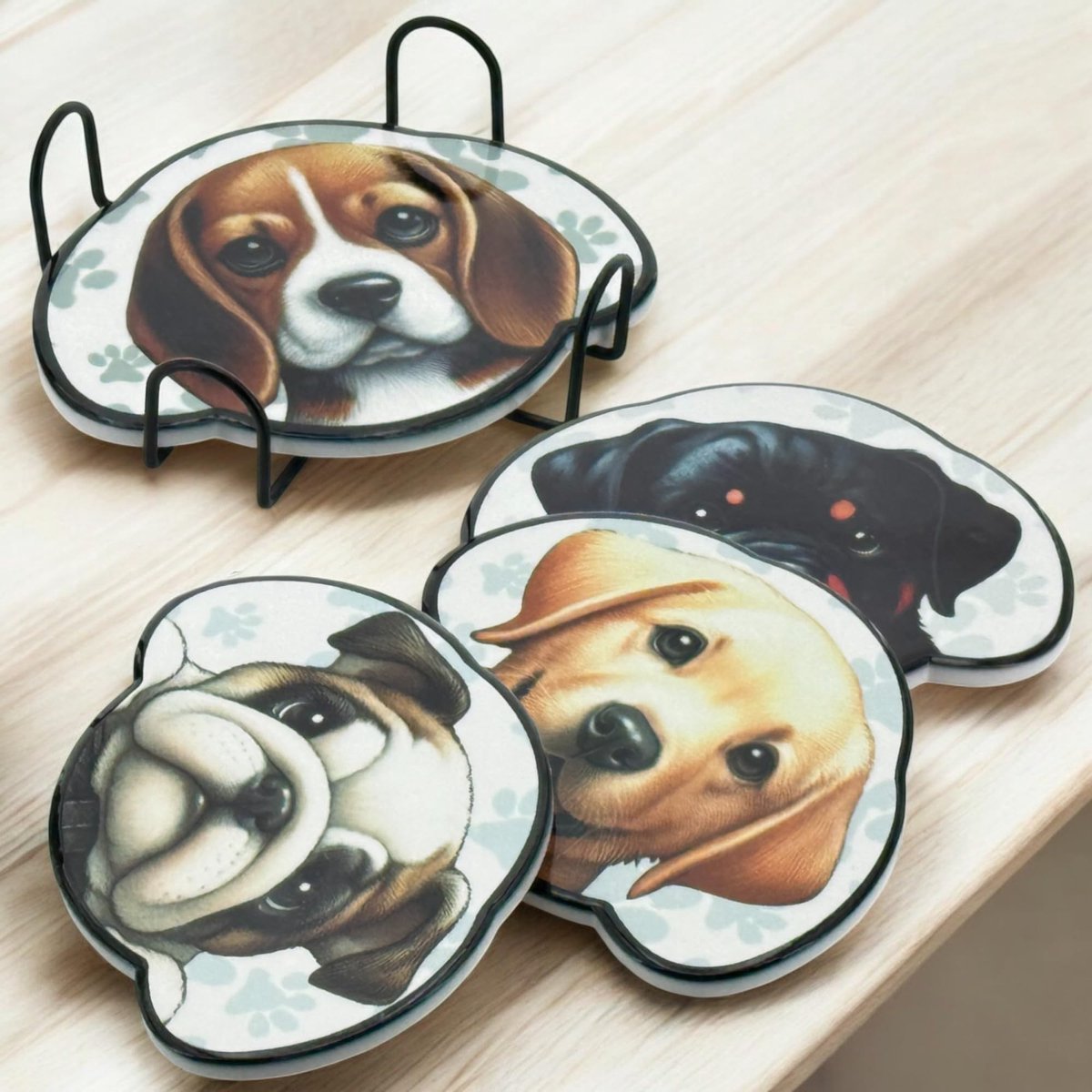 Dailygoods - Set van 4 Hittebestendige Onderzetters met Hondenmotieven