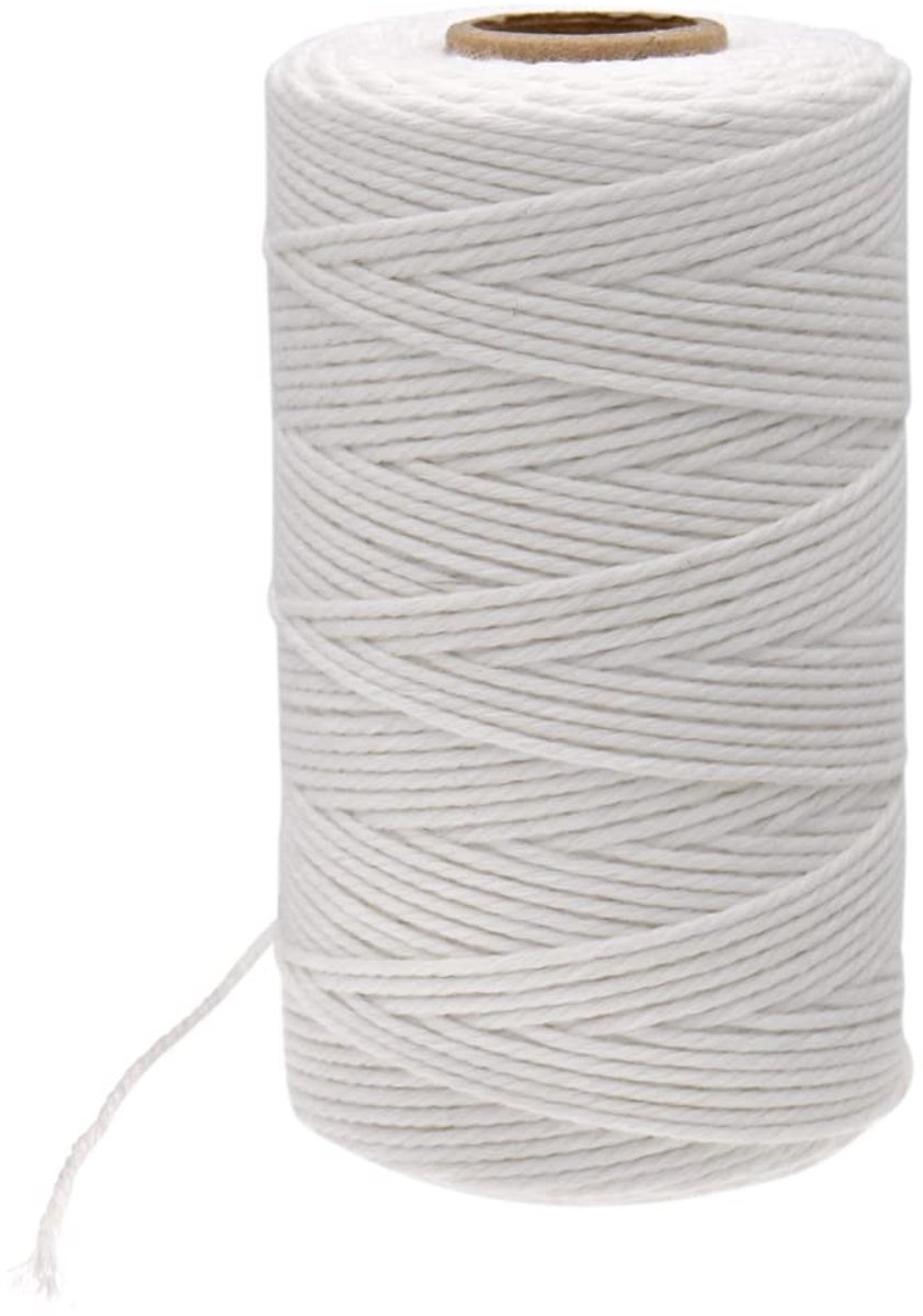 Dailygoods - Dailygoody - Katoenen Touw - Multifunctioneel - Wit - 2 MM Dikte - Perfect voor Bakken en Ambachten - 100 Meter lang - Ideaal voor Slagers en Tuiniere
