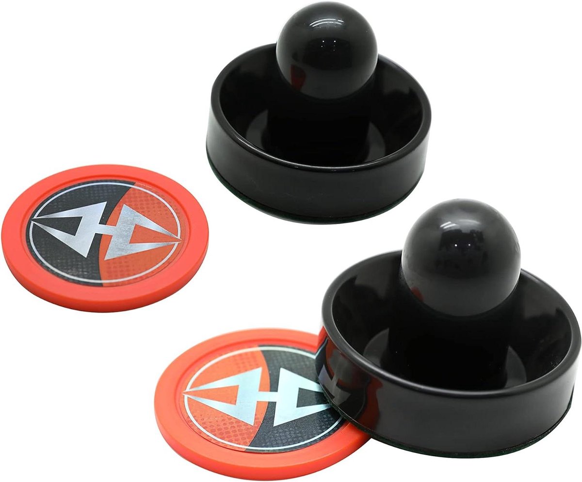 Air Hockey Set - Pucks en Strikers - Spel en Plezier - Standaard Maat - 7.6 cm - Zwart Oranje