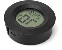 Digitale Reptielen Thermometer - Hygrometer Monitor - Terrarium Klimaat - Hoge Precisie Meting - Klein Rond LCD - Zwart