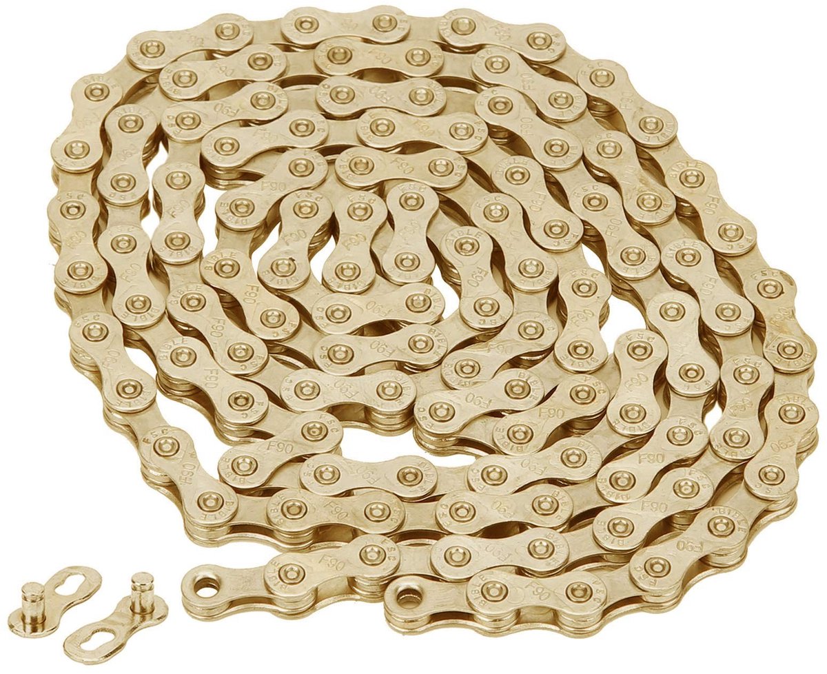 Cosensi - Dailygoods - Dailygoody - 9 versnellingen ketting - Stalen fietsketting - Duurzaam en slijtvast - Goud - Vervangingsschakels - Geschikt voor berg- en wegfietsen