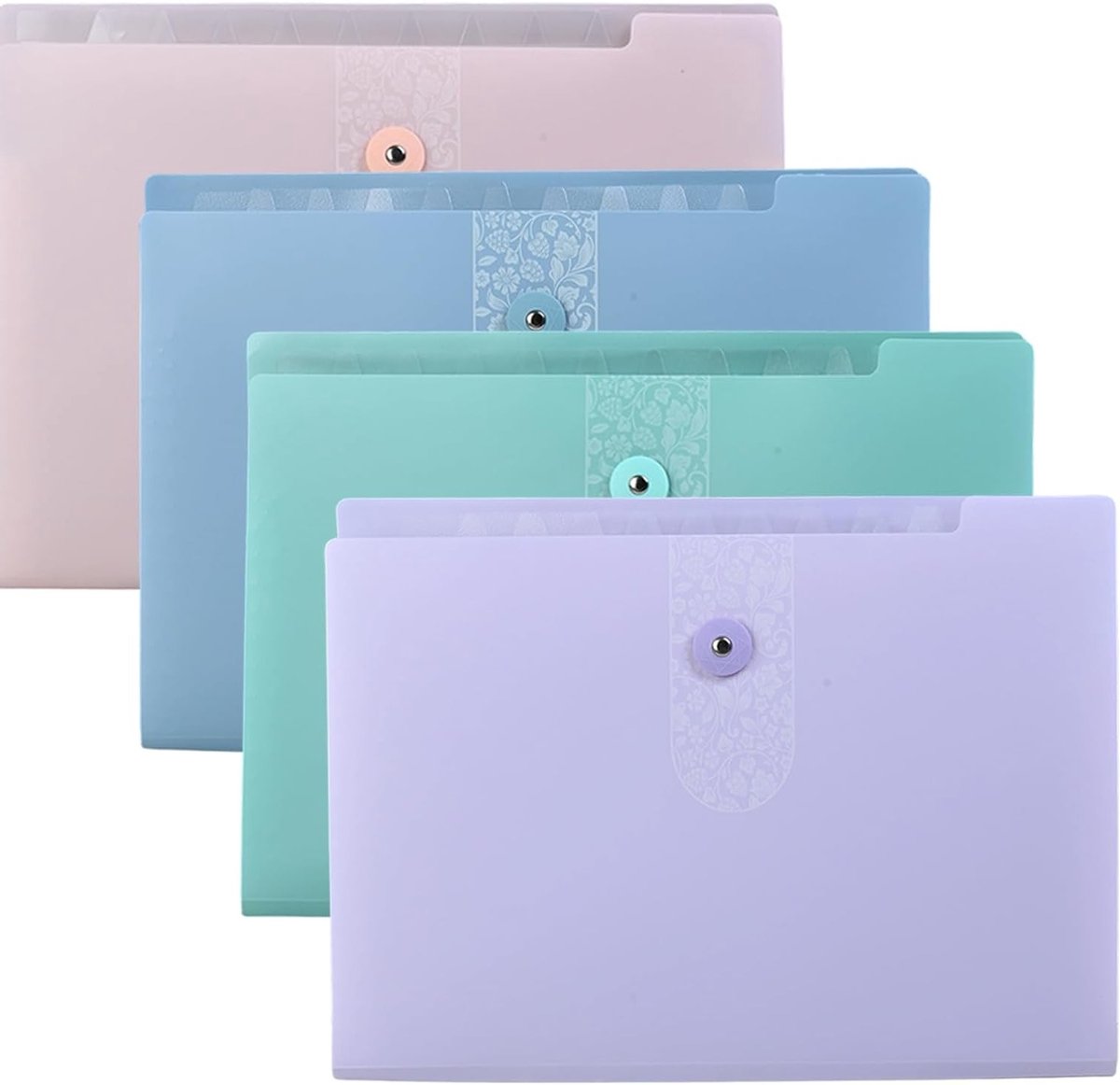 Documentenmap A4 met 12 Compartimenten, Kleurige Opbergfolder voor School en Kantoor, Ruime Organiser voor Documenten en Accessoires