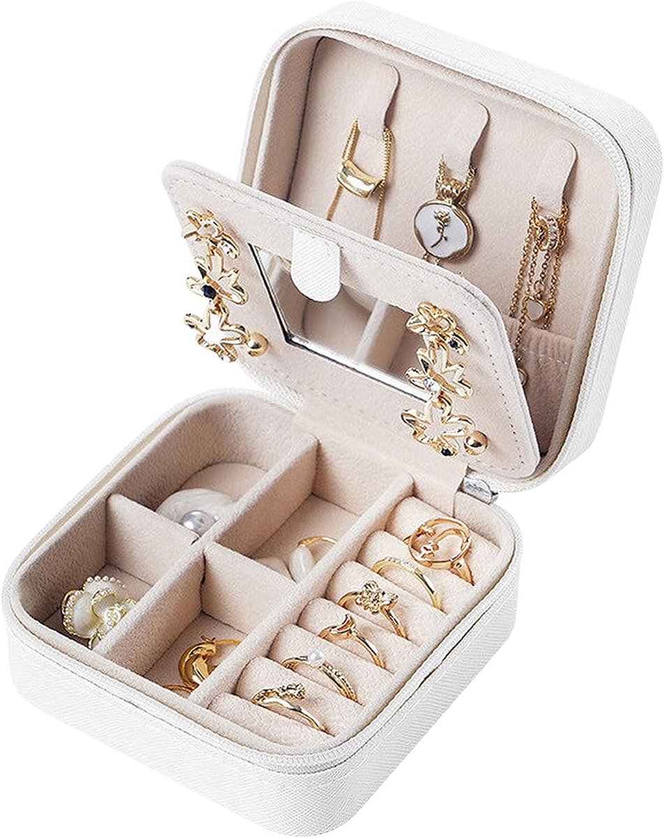 Sieradenbox voor Vrouwen, Draagbare Sieradenhouder, Organizer voor Reizen, 10 x 10 x 5 cm, Ideaal voor Oorbellen en Kettingen