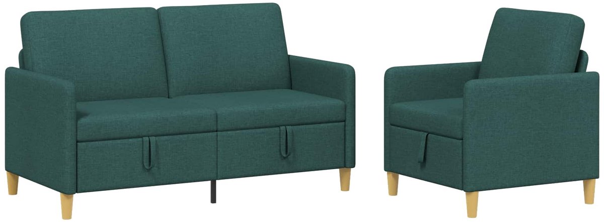 vidaXL - Sofa - Set - Met - Opslag - 2 - st - Donkergroen - Polyester