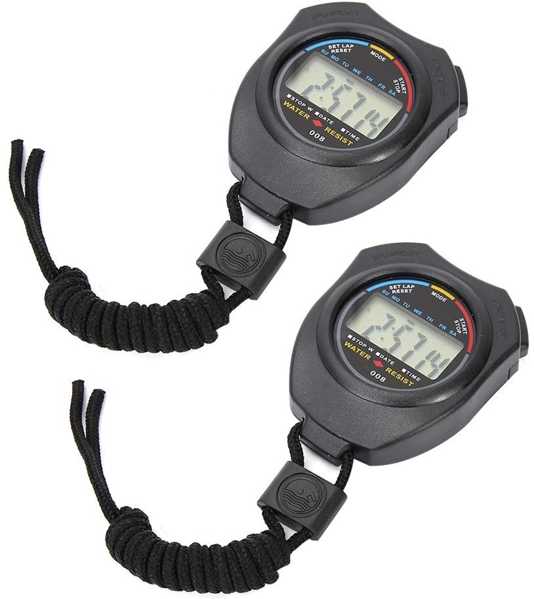 Dailygoods - Set van 2 Digitale Handheld Stopwatch voor Sport en Training