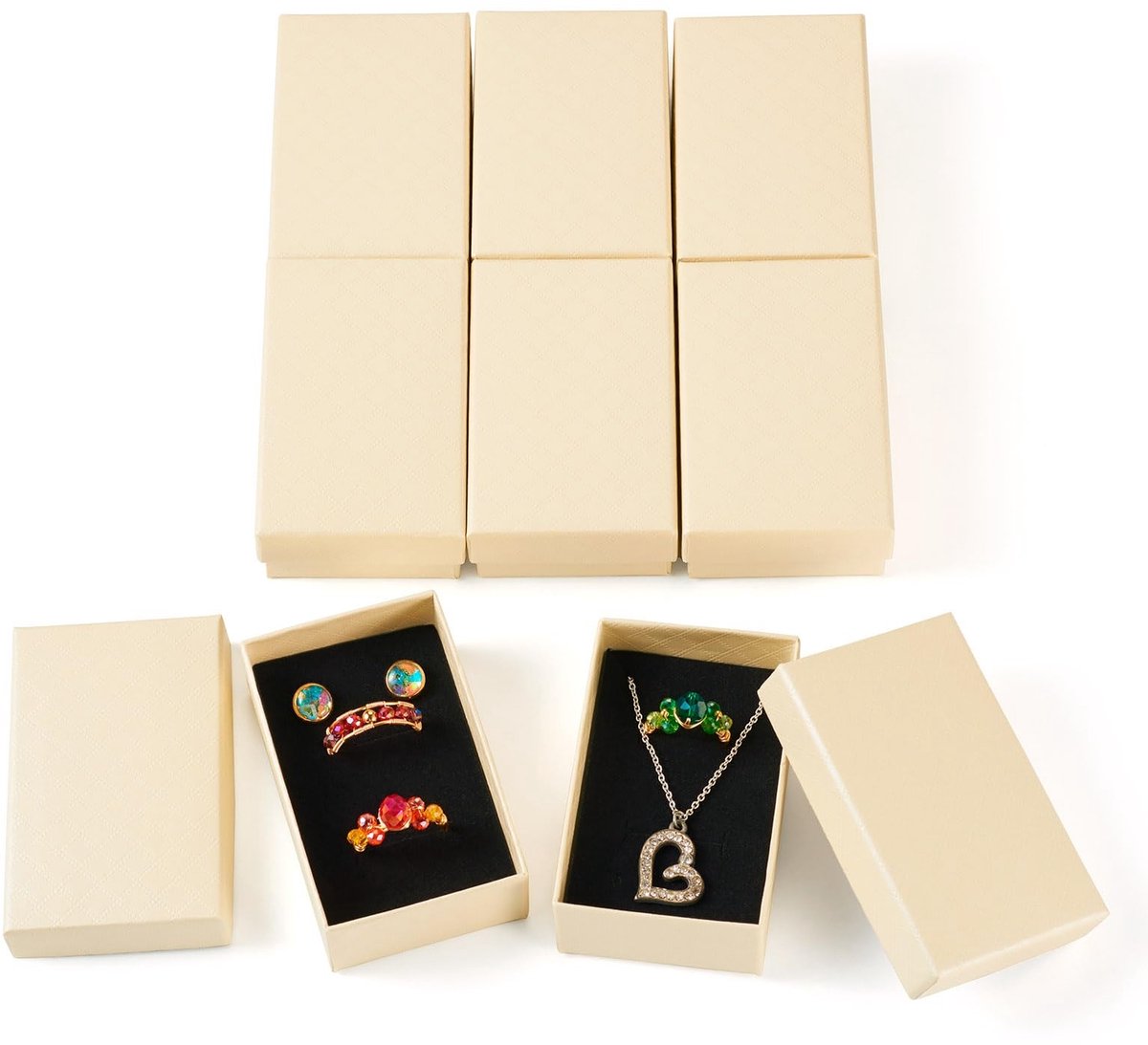 Dailygoods - 12 Stuks Rechthoekige Juwelendozen met Spons