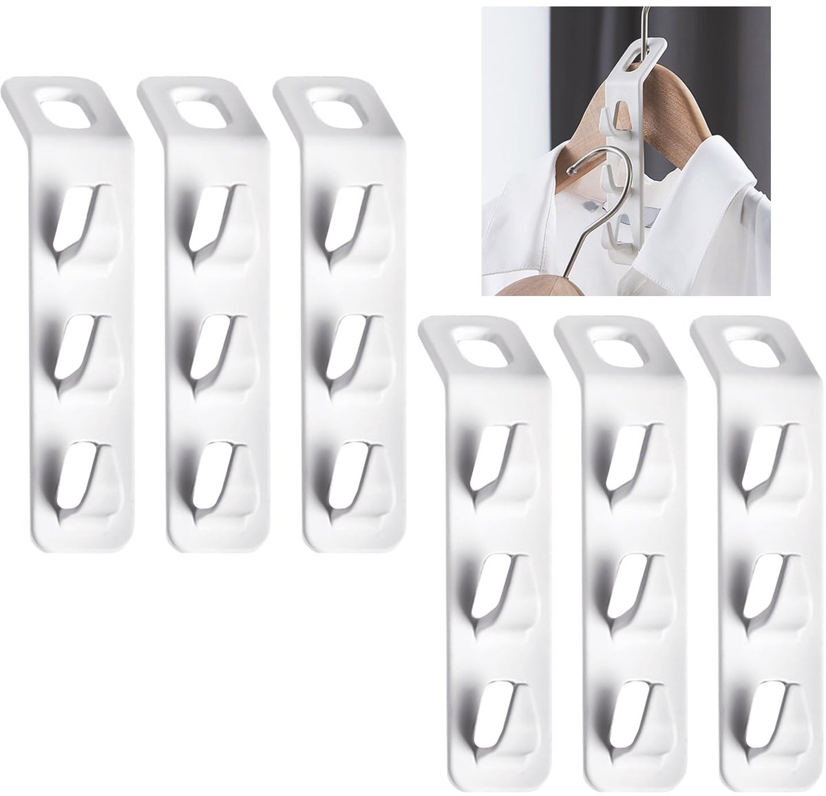 Dailygoods - Set van 6 Ruimtebesparende Kleerhanger-Verbinder Clips