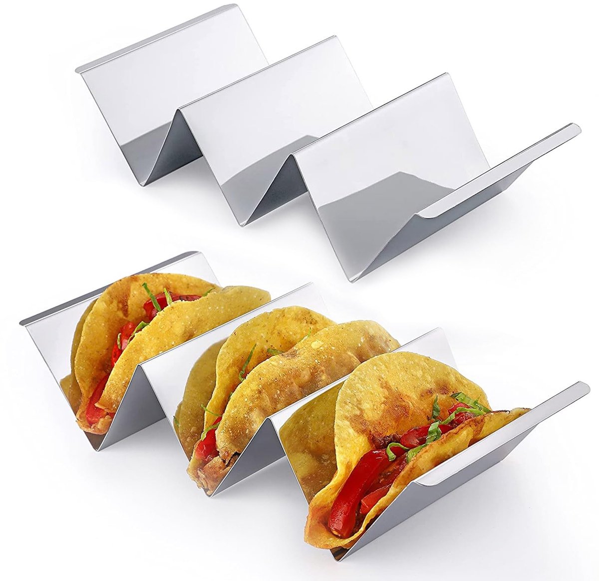 Dailygoods - Set van 2 Golfvorm Taco Houders voor Sandwiches