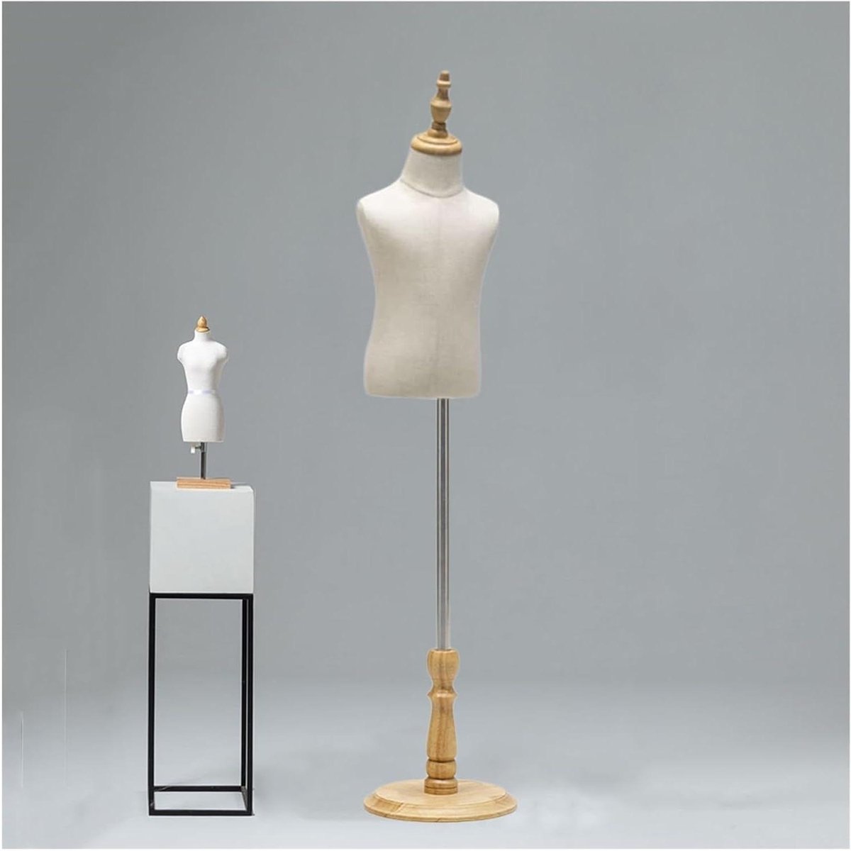 Kinderpaspop Torso - Kind Mannequin Naaien - Kleding Presenteren - Verstelbare Hoogte - 88-135 cm - Beige