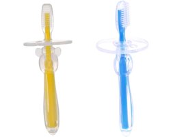 minkissy 2 Stuks siliconen tandenborstel baby tandenborstel baby bijtring siliconen kinderspeelgoed speelgoed voor peuters speelgoed- oefen tandenborstel baby tand accessoires