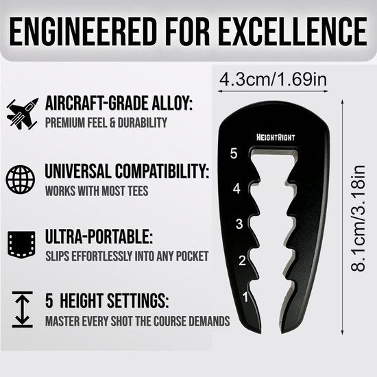 Golf Tee Hoogte Tool - Tee Setter Golf - Golfspel Verbeteren - Precisie Verstelbaar van GOLF — afbeelding 5