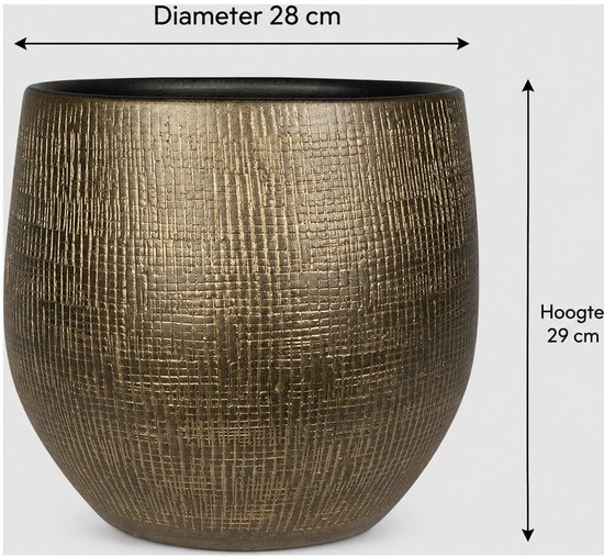 Ter Steege Plantenpot/bloempot - keramiek - metal goud - D28 x H29 cm