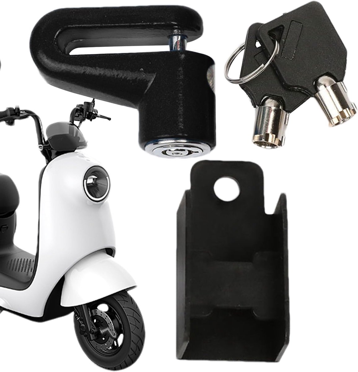 Remschijfslot Motor - Wielslot Scooter - Diefstal Beveiligen - Waterdicht Staal - 14.6 cm - Zwart – foto 8