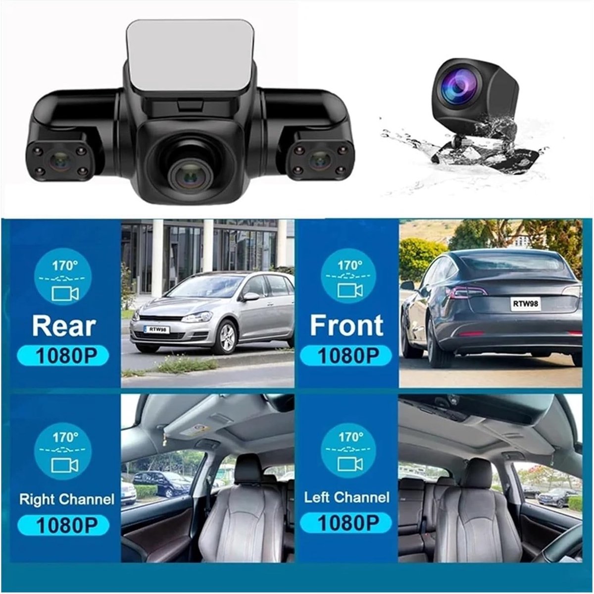 Auto DVR - Dashcam Set - Veiliger Rijden - 4 Kanalen Opname - 360 Graden Zicht - Zwart – foto 4