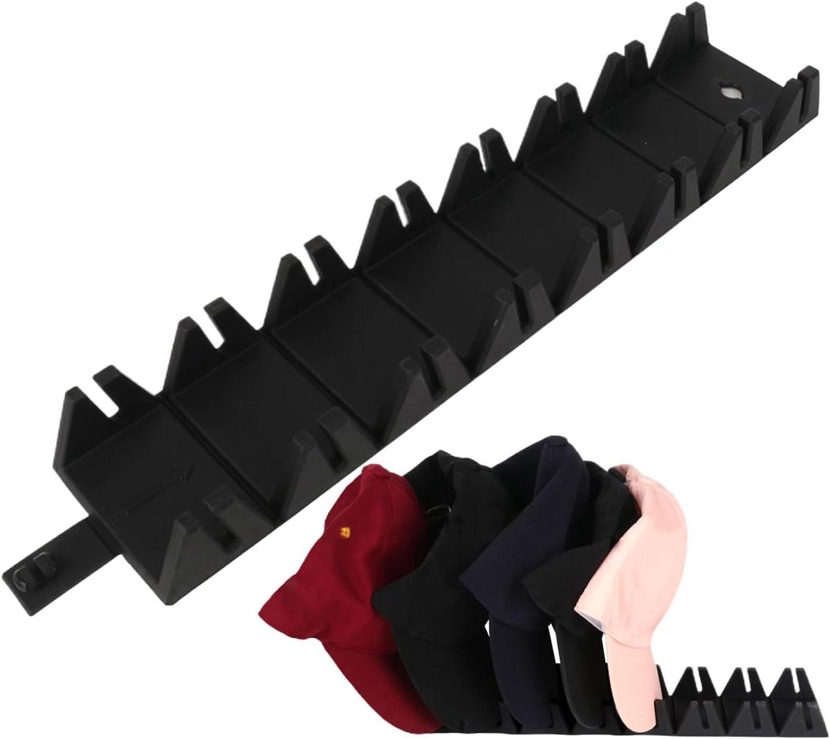 Hoed Organizer - Pettenhouder - Garderobe Ordenen - Vouwbaar Ontwerp - 38 x 7 x 3 cm - Zwart