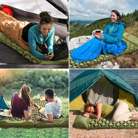 Kampeer Slaapmat - Luchtbed Outdoor - Comfortabel Slapen - Snel Opgeblazen - 78.7 x 27.6 Inch - Groen — afbeelding 3
