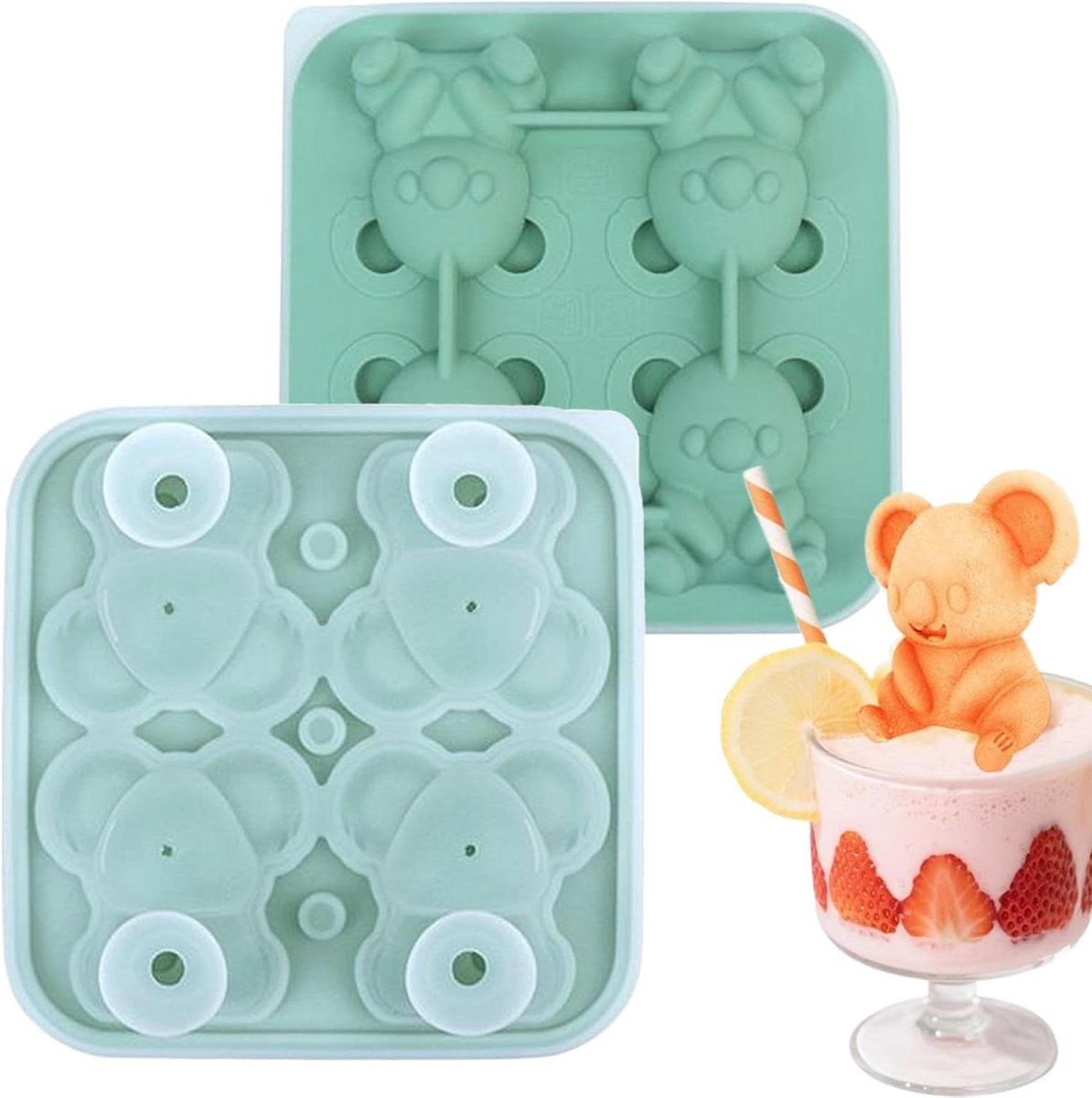 IJsvorm Beer - Ronde vormen - Drankjes Koelen - Easy Demould Design - 4 Rasters - Groen