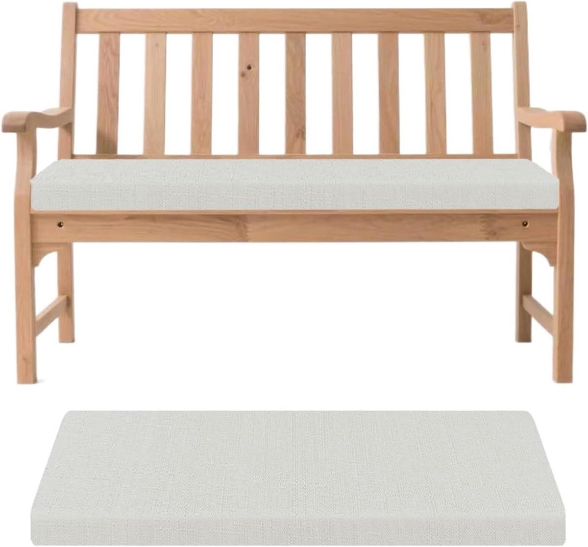 Bank Kussen - Zitkussen - Buiten Zitten - Traagschuim Vulling - 200x30x5cm - Wit