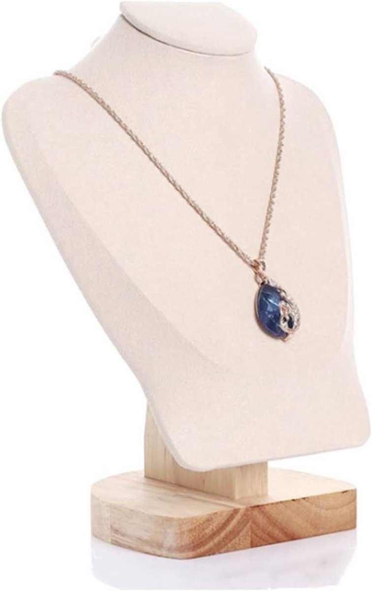 Juwelier Display - Sieradenhouder - Sieraden Organiseren - Zachte fluwelen afwerking - L - Beige