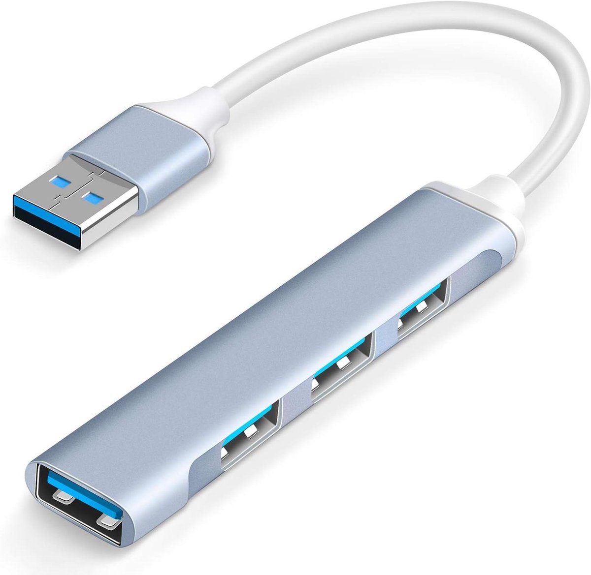USB Hub - Data Hub - Extra Poorten - Aluminium Behuizing - 4 Poorten - Grijs