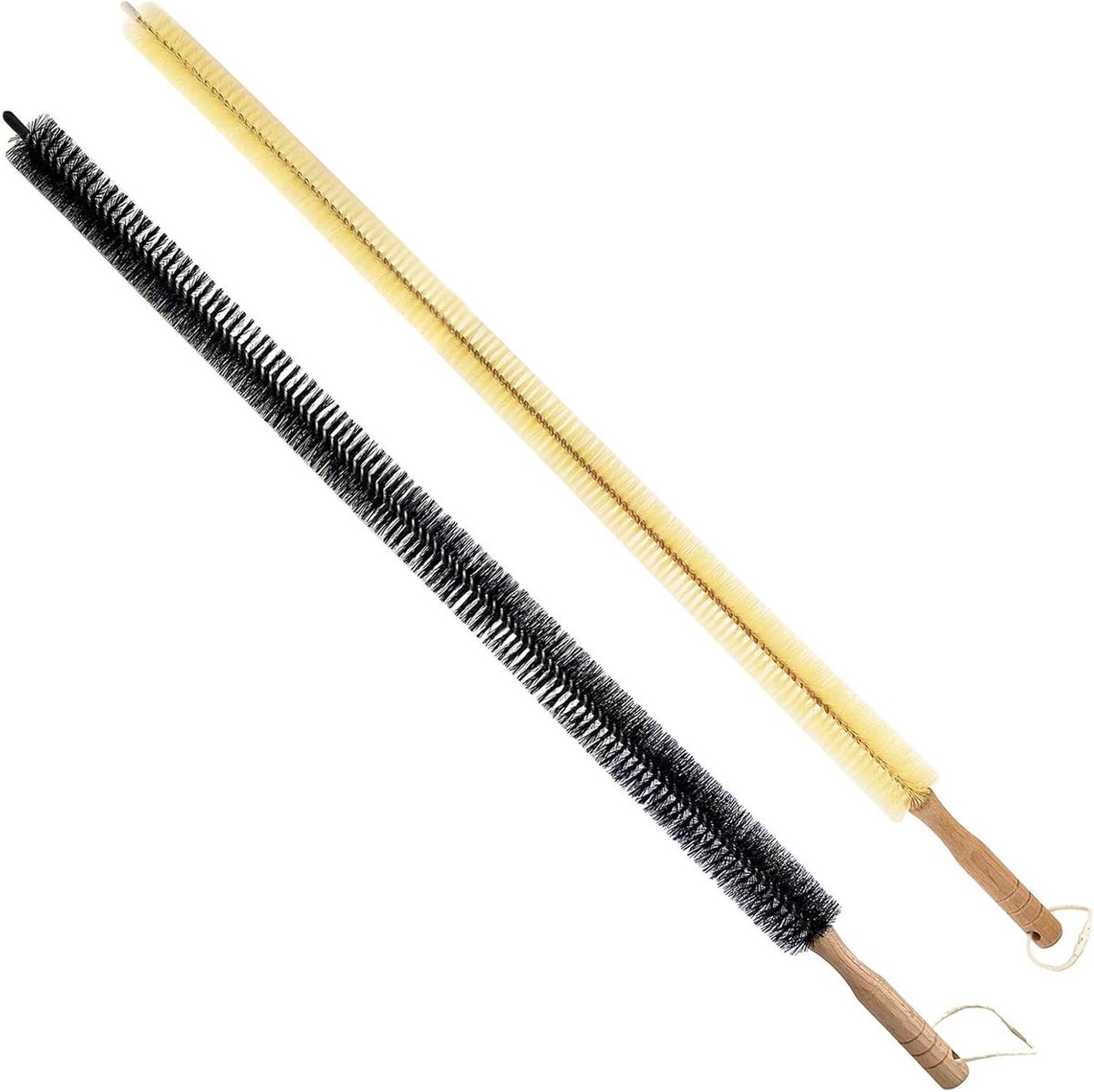 2 stuks extra lange nylon borstels set (75cm/30''+72cm/28''), houten handvat, buigbaar, ba