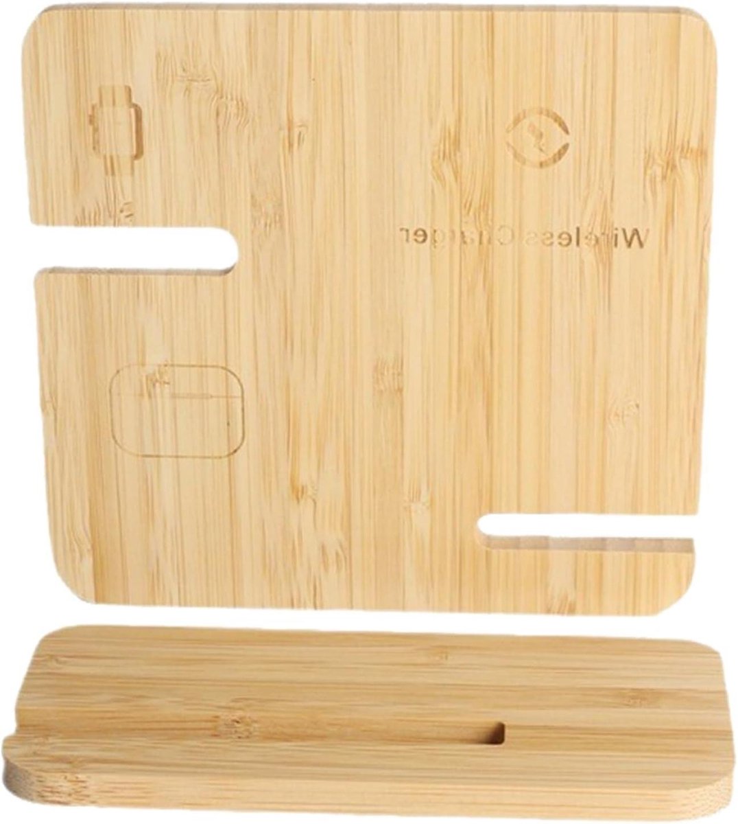Draadloze Lader - Oplaadstation - Snel Opladen - Houten Design - 15W - Geel