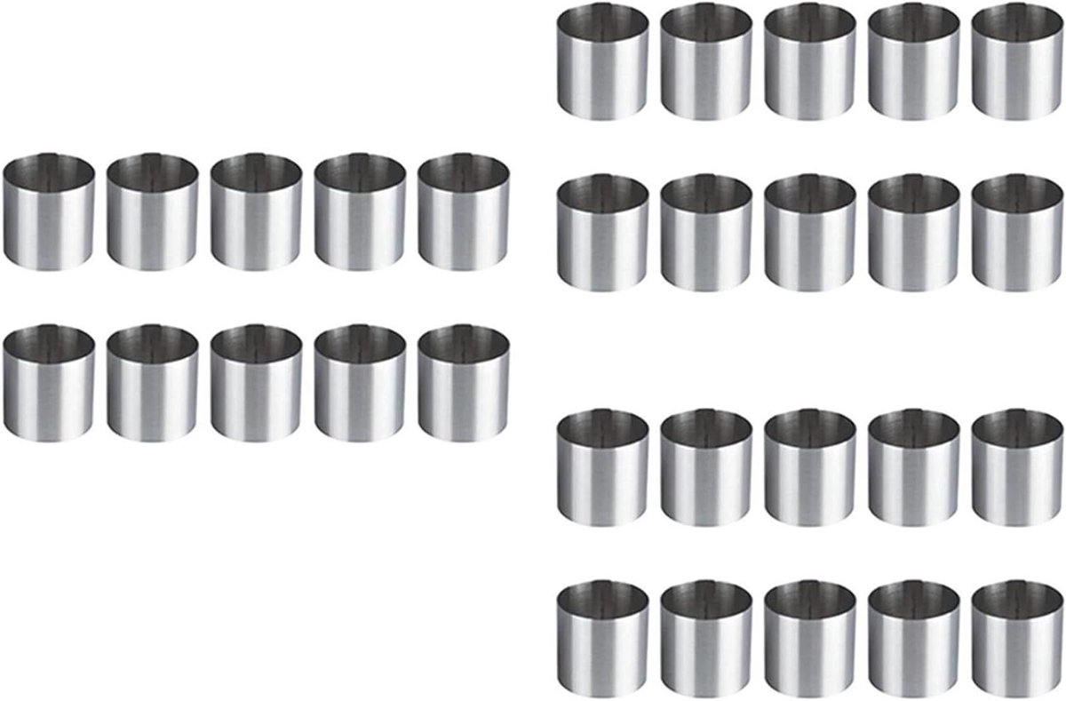Mousse Ringen - Taartvormen Koekjes - Bakken Maken - Roestvrij Staal - 30 Stuks 5cm - Zilver