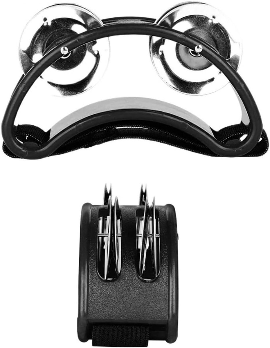 Voet Tamboerijn - Percussie Instrument - Muziek Maken - Handsfree Spelen - 10.2 cm - Zwart