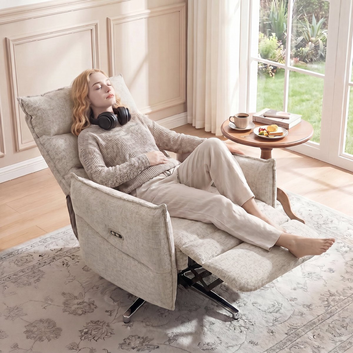 HOMCOM Elektrische Relaxstoel Beige met Massagefunctie - afbeelding 3