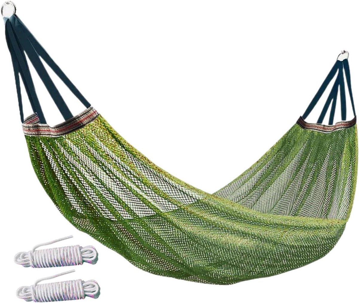 Outdoor Hangmat - Reis Hangmat - Buiten Ontspannen - Snel Ophangsysteem - 260x130 cm - Legergroen