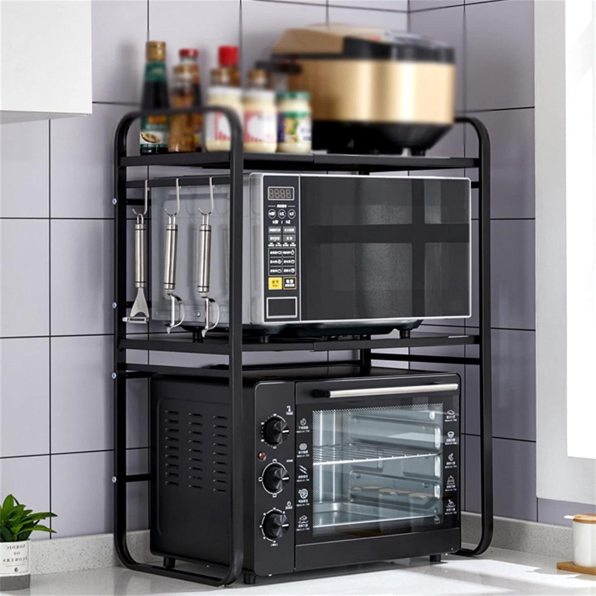 Magnetron Plank - Keukenrek - Keuken Opbergen - Verstelbare Lengte - 40-60 cm - Zwart