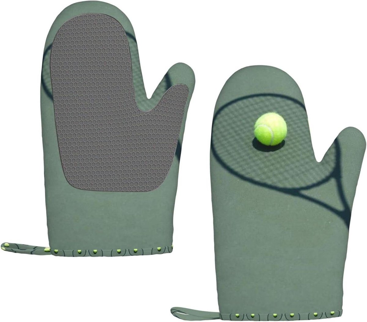 BBQ Handschoenen - Ovenwanten Keuken - Hittebestendig Koken - Siliconen Antislip Grip - 7 x 11 inch - Tennis Racket