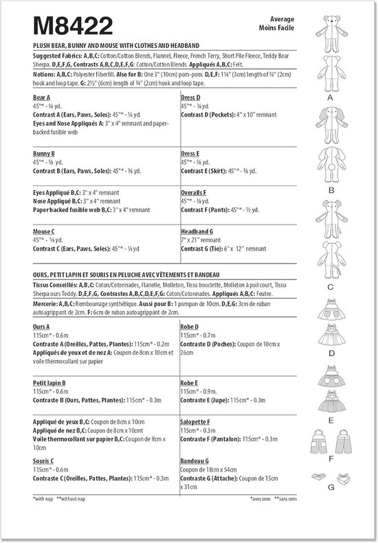 Naaipatroon Knuffels - Dieren Patroon - Zelf Maken - Inclusief Kleding - 15 Inch - Meerkleurig — afbeelding 4