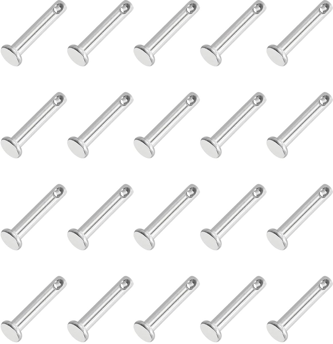 3 x 16mm One Hole Pins - 20pcs RVS 304 - Platte Kop voor Scharnier Systeem - Mortise Lock - Zilver