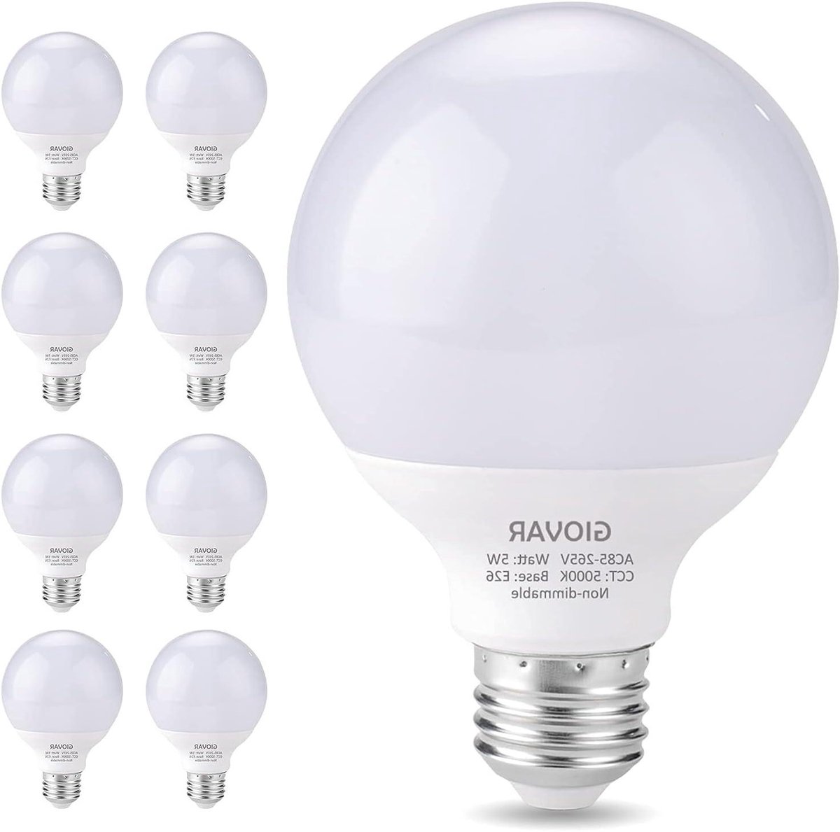 LED Globe Lampen - Decoratieve Bollen - Badkamer Verlichting - Daglicht 5000K - 8 Stuks - Wit