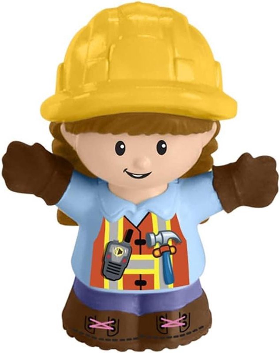 Vervangend Speelgoed Figuur - Poppetje Bouwvakker - Bouwplaats Spelen - Perfecte Pasvorm - Model GWD30 - Blauw Bruin Geel
