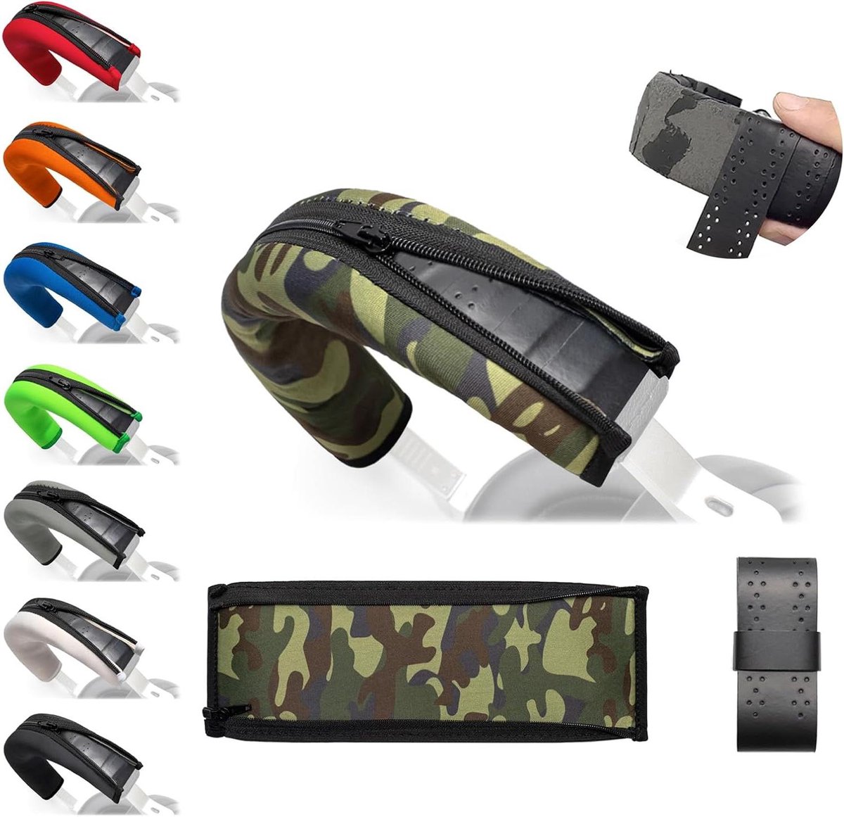 Hoofdtelefoon Hoes - Hoofdband Bescherming - Comfortabel Luisteren - Dubbele Laag Ontwerp - 24.5 cm Lengte - Groen Camouflage