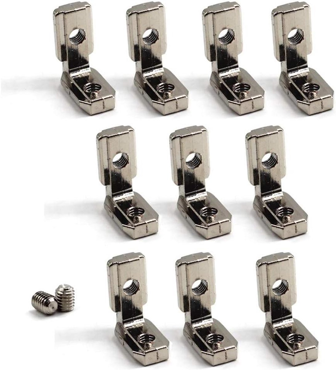 Hoekconnector - Verbindingsbeugel - Profielen Verbinden - T-sleuf L-vorm - 50 mm Diep - Vernikkeld