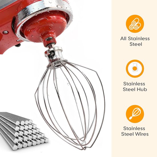 Garde Opzetstuk - Mixer Accessoire - Bakken Ingrediënten - Volledig RVS - 6-Draads Ontwerp - Zilverkleurig — afbeelding 2