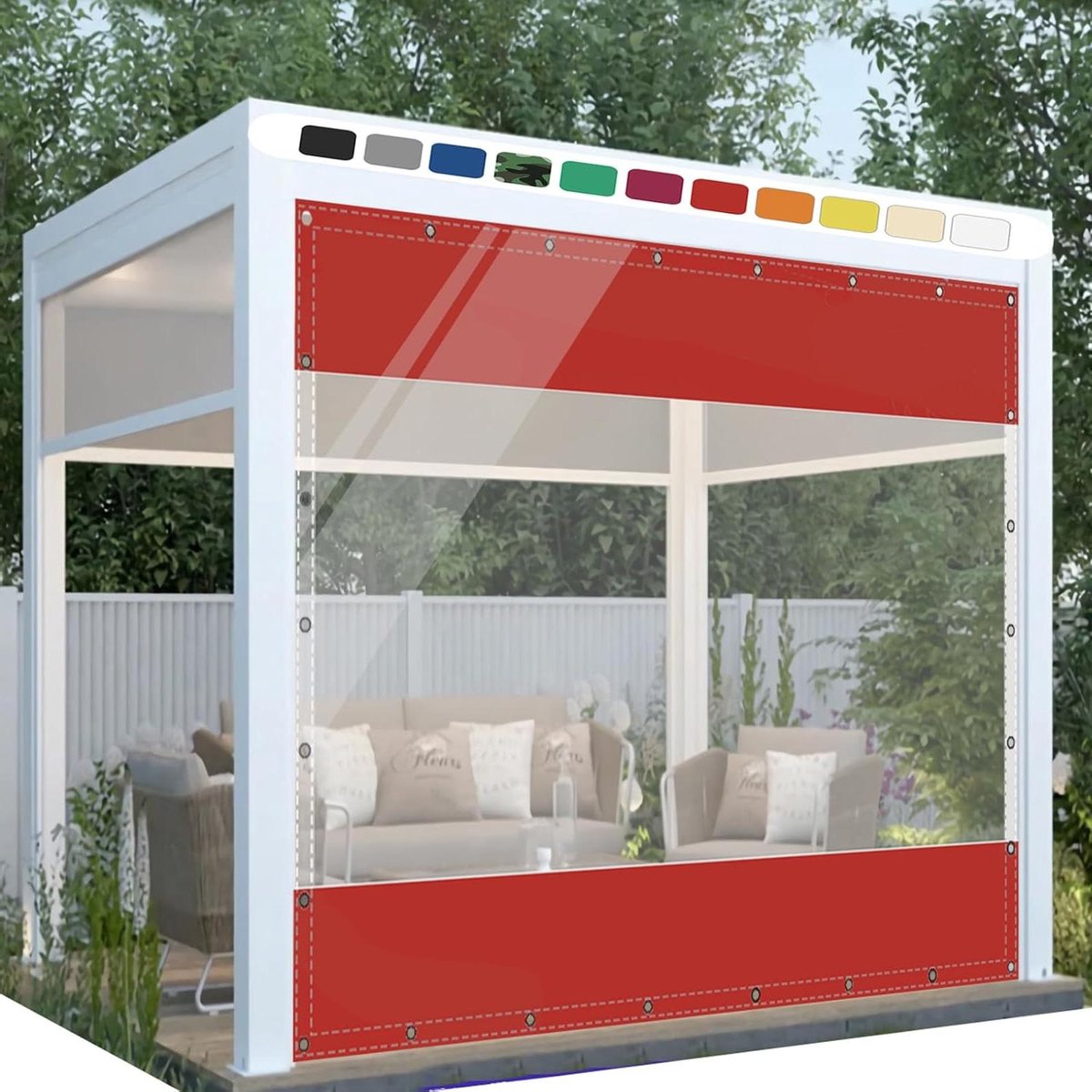 Buiten Gordijnen - Terras Zeil - Buiten Leven - Waterdicht PVC - 1.5 x 2 m - Rood
