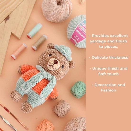 Garen voor Amigurumi - Speciaal Garen - Zachte Knuffels Maken - Unieke Chenille Textuur - 144 Meter - Chantilly — afbeelding 3