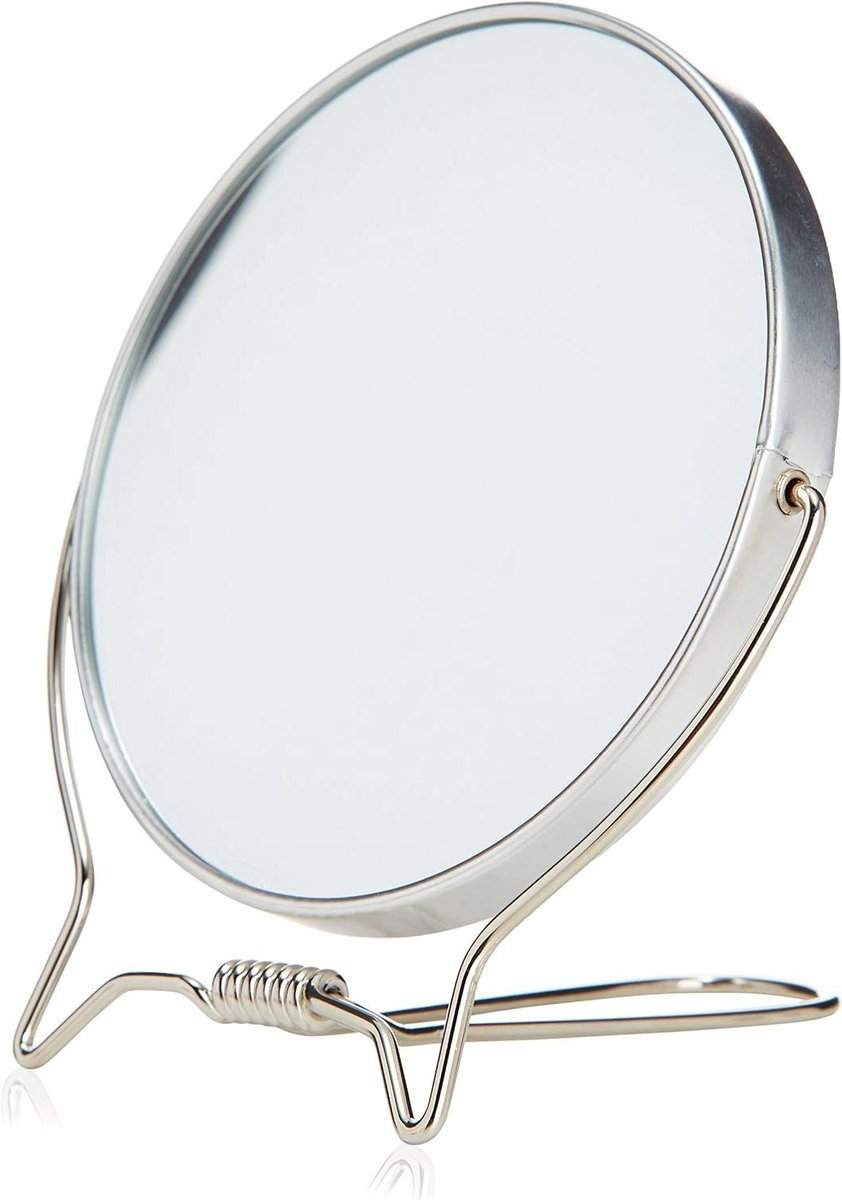 Dubbel Verstelbaar Spiegel - Make-up Spiegel - Persoonlijke Verzorging - Compact Ontwerp - 10 x 5 x 25 cm - Zilver