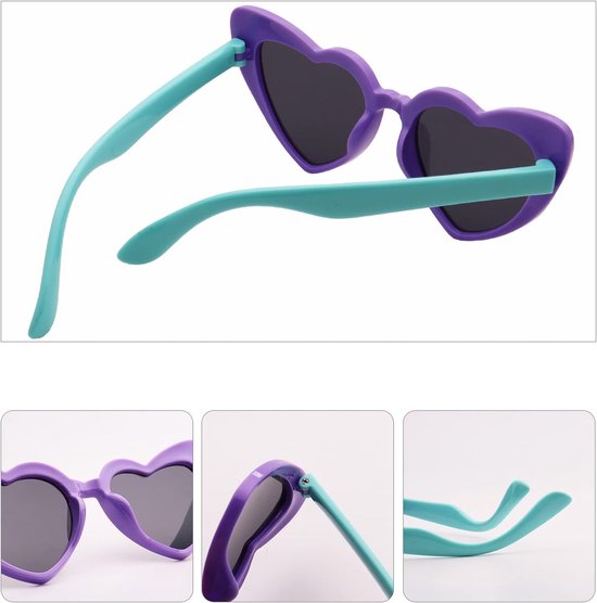 Kinder Zonnebril Hart - Meisjes Jongens - Buiten Spelen - Flexibel Rubber Frame - Polarized UV Bescherming - Paars Groen van Merkloos — afbeelding 4