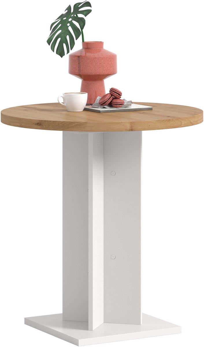 xonox.home Eettafel Gustav wit/ Artisan eiken imitatie B/H/D: 70x76x70 cm