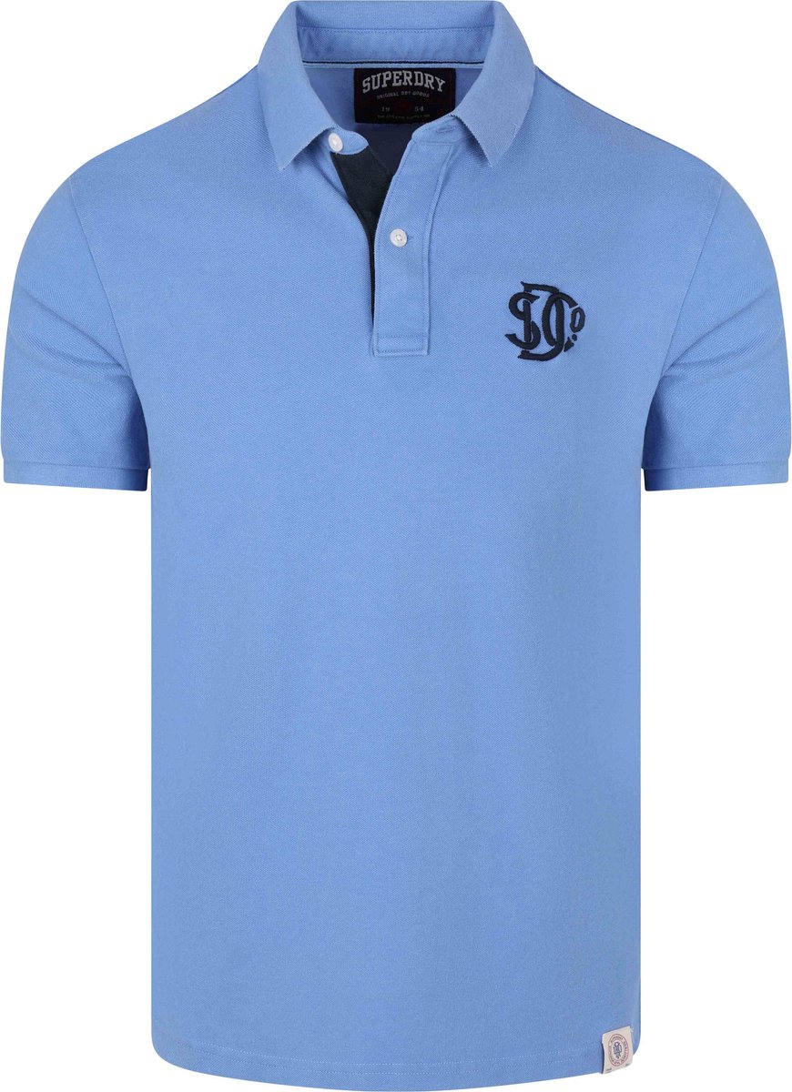 Superdry Polo Piqué Monogram – Heren Blauw