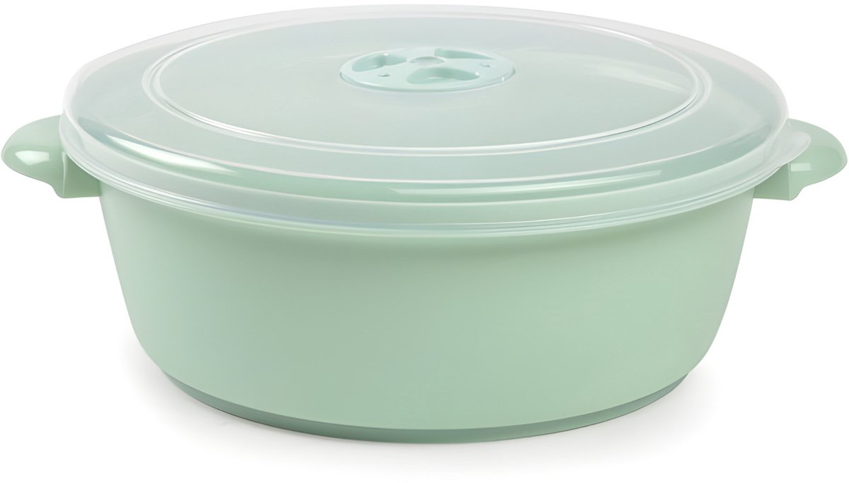 Plasticforte Magnetronschaal met deksel/ventiel - 2L - lichtgroen - kunststof - BPA vrij