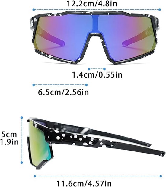 Lichtgewicht gepolariseerde fietsbril Geschikt voor tieners, Geschikt voor sporten zoals fietsen, tennis, rugby, hardlopen en buitensporten. UV400-bescherming Geschikt voor jongens en meisjes van 5 tot 16 jaar (zwart montuur, zwarte pootjes). van Merkloos — afbeelding 2