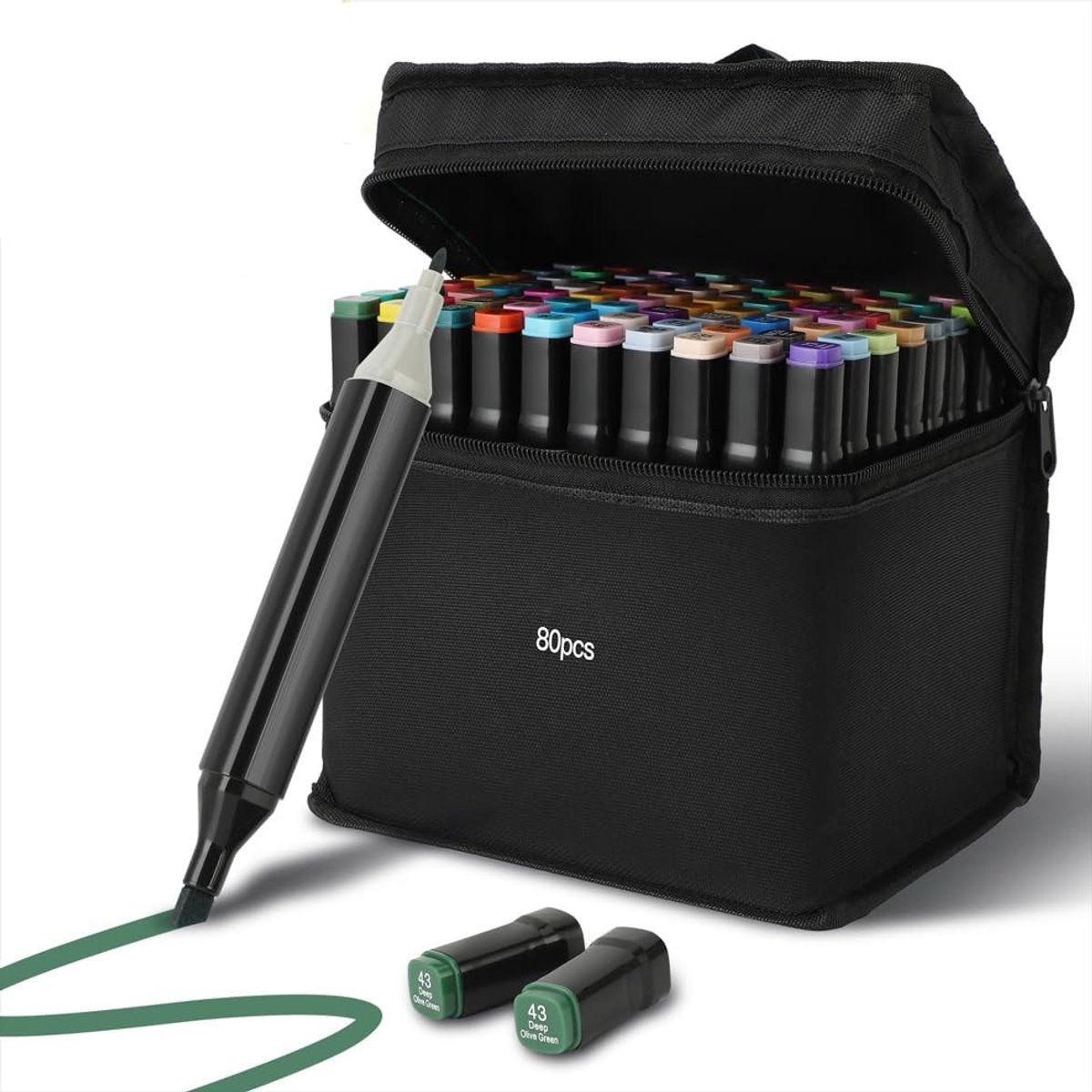 aladdien - Alcohol Marker Set - 80 Kleuren - Ideaal voor Kunstenaars - Kleur en Creativiteit - Perfect voor Tekenen en Ontwerpen - Geschikt voor Jon..