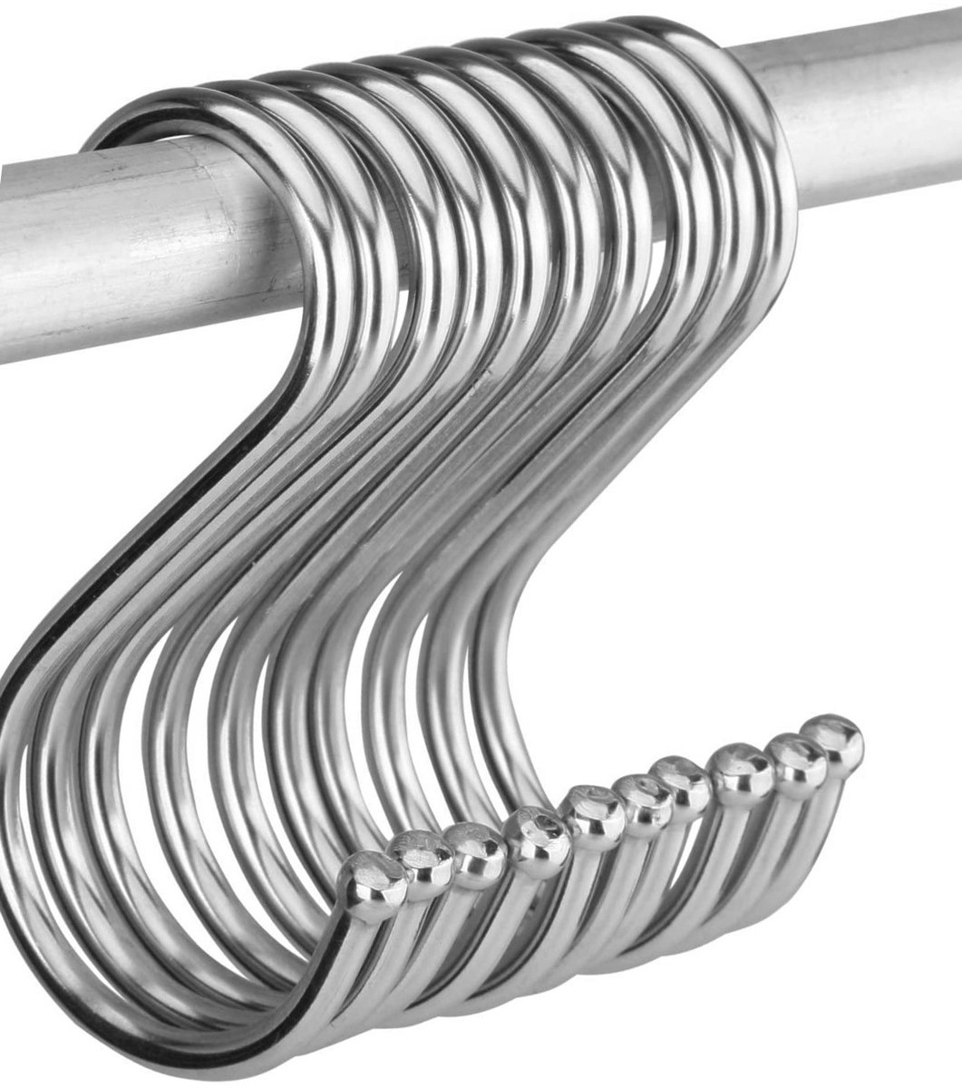 Set van 5 metalen S-haken (verzinkt staal, 70 mm)