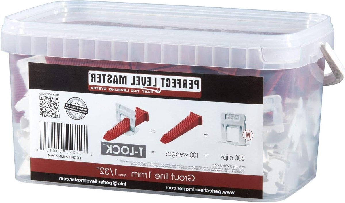 Tegel Nivelleer Systeem - Afstandhouders Wiggen - Perfecte Tegelplaatsing - Elimineert Vloer Lippage - 300 Clips 100 Wiggen - Wit Rood